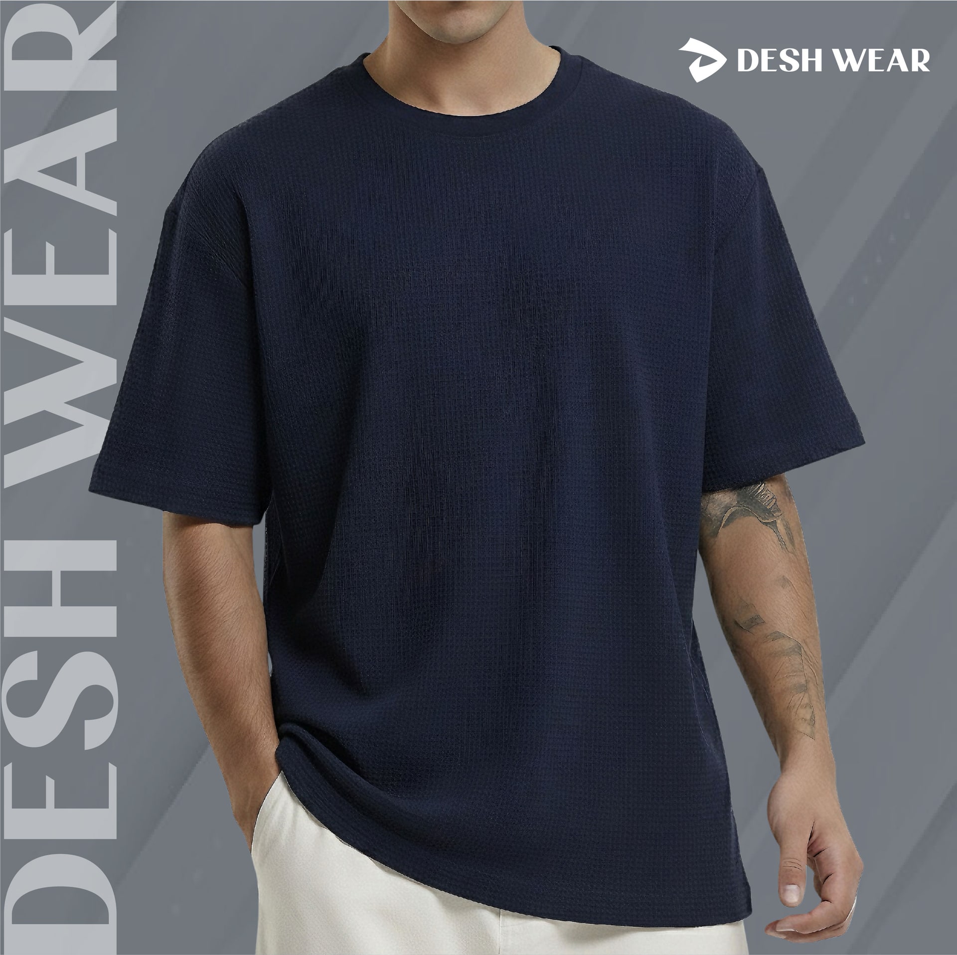 WAFFLE T-SHIRT (Navy Blue)