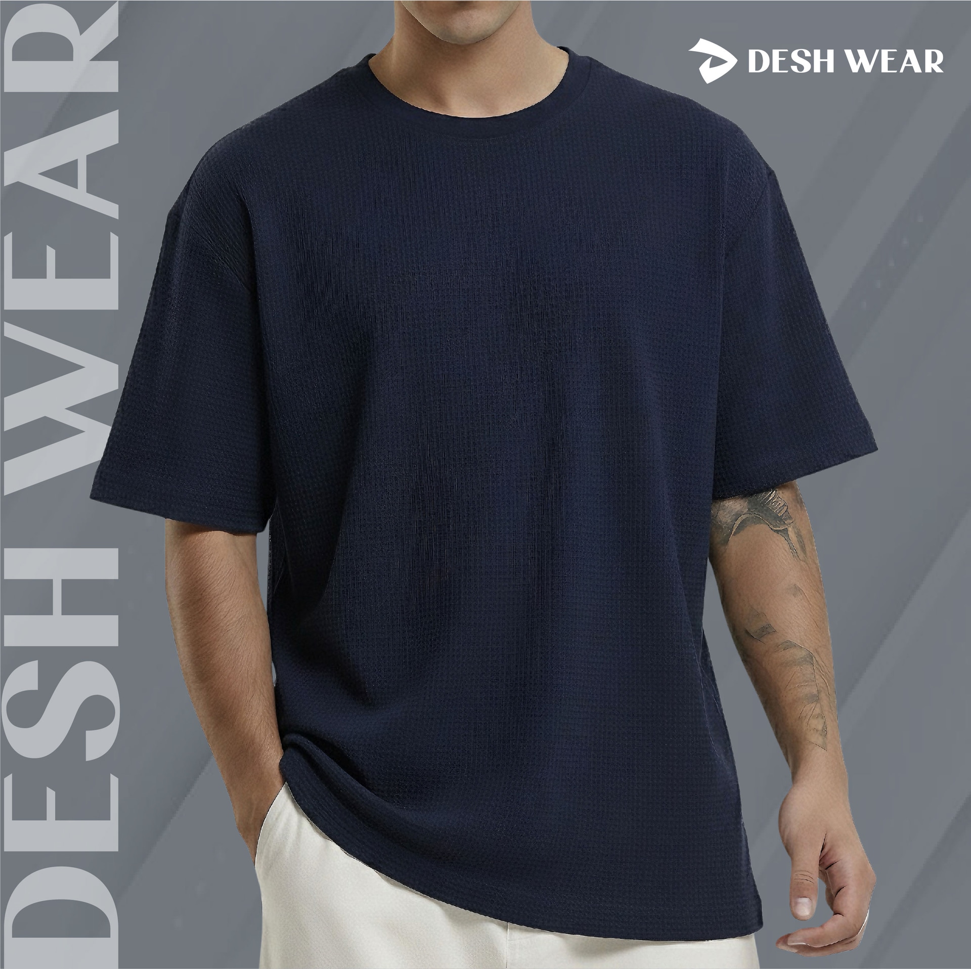 WAFFLE T-SHIRT (Navy Blue)