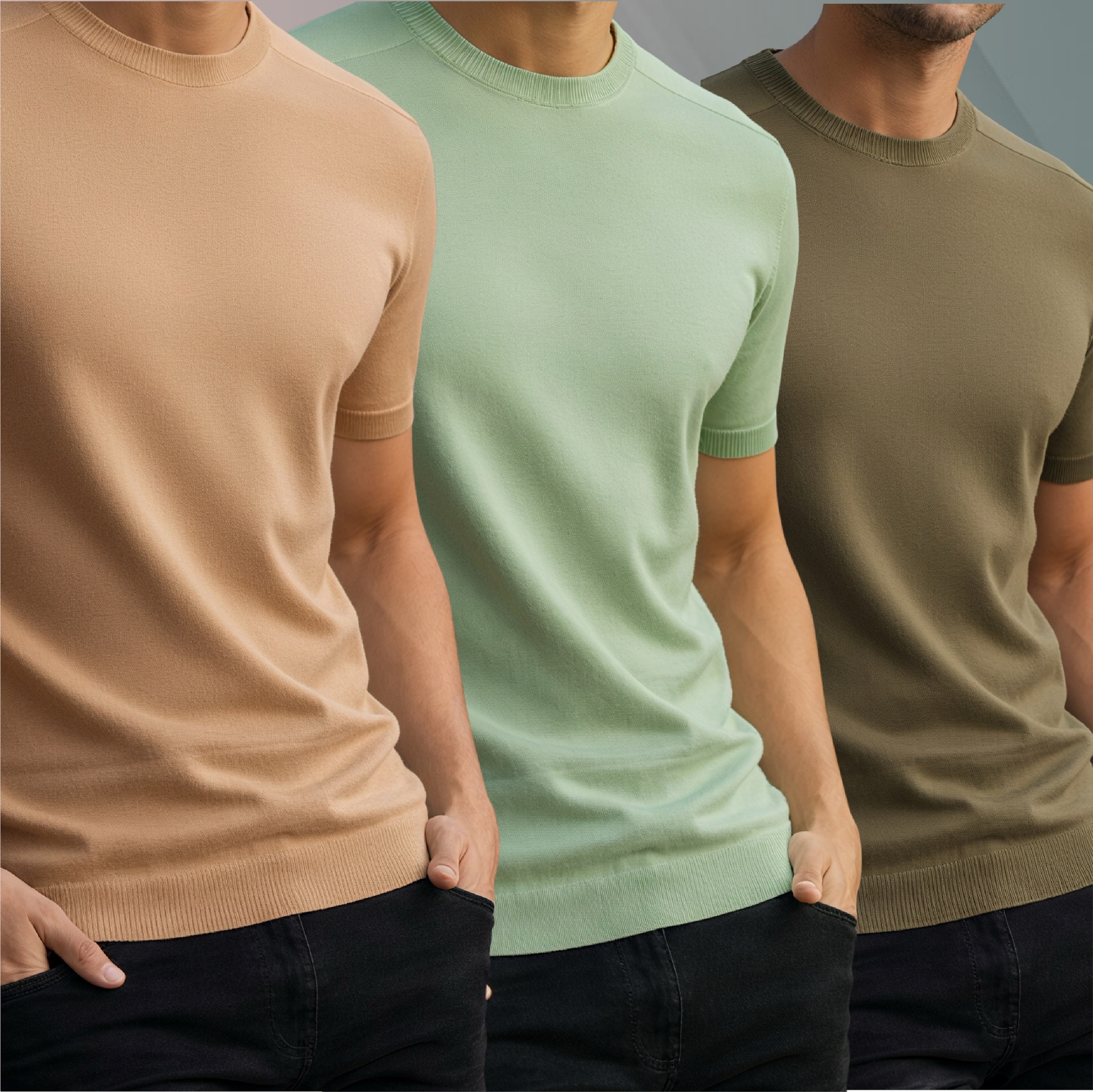 Mock Neck (Beige-Lemon-Boil Olive)