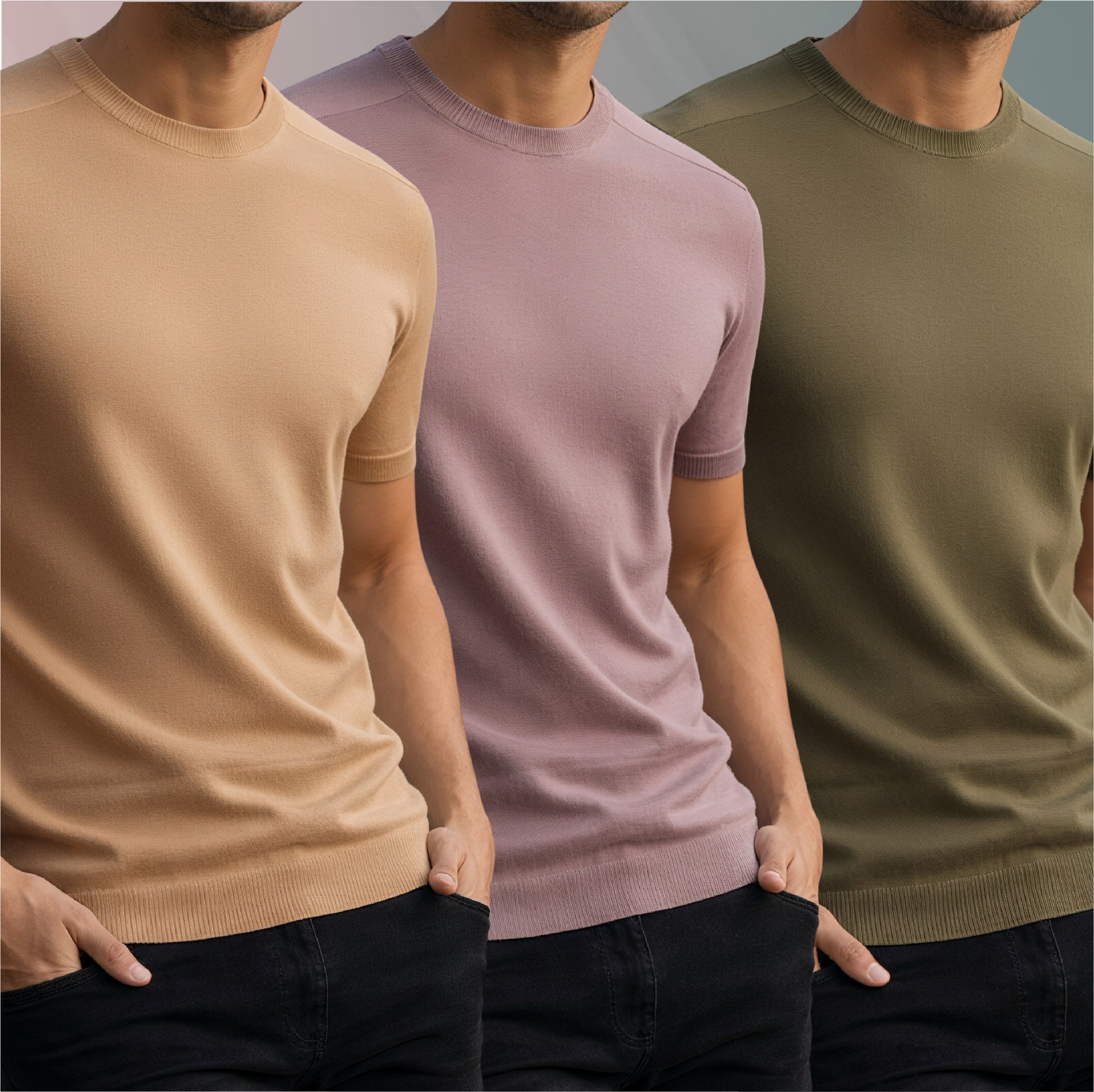 Mock Neck (Beige-Brick-Boil Olive)