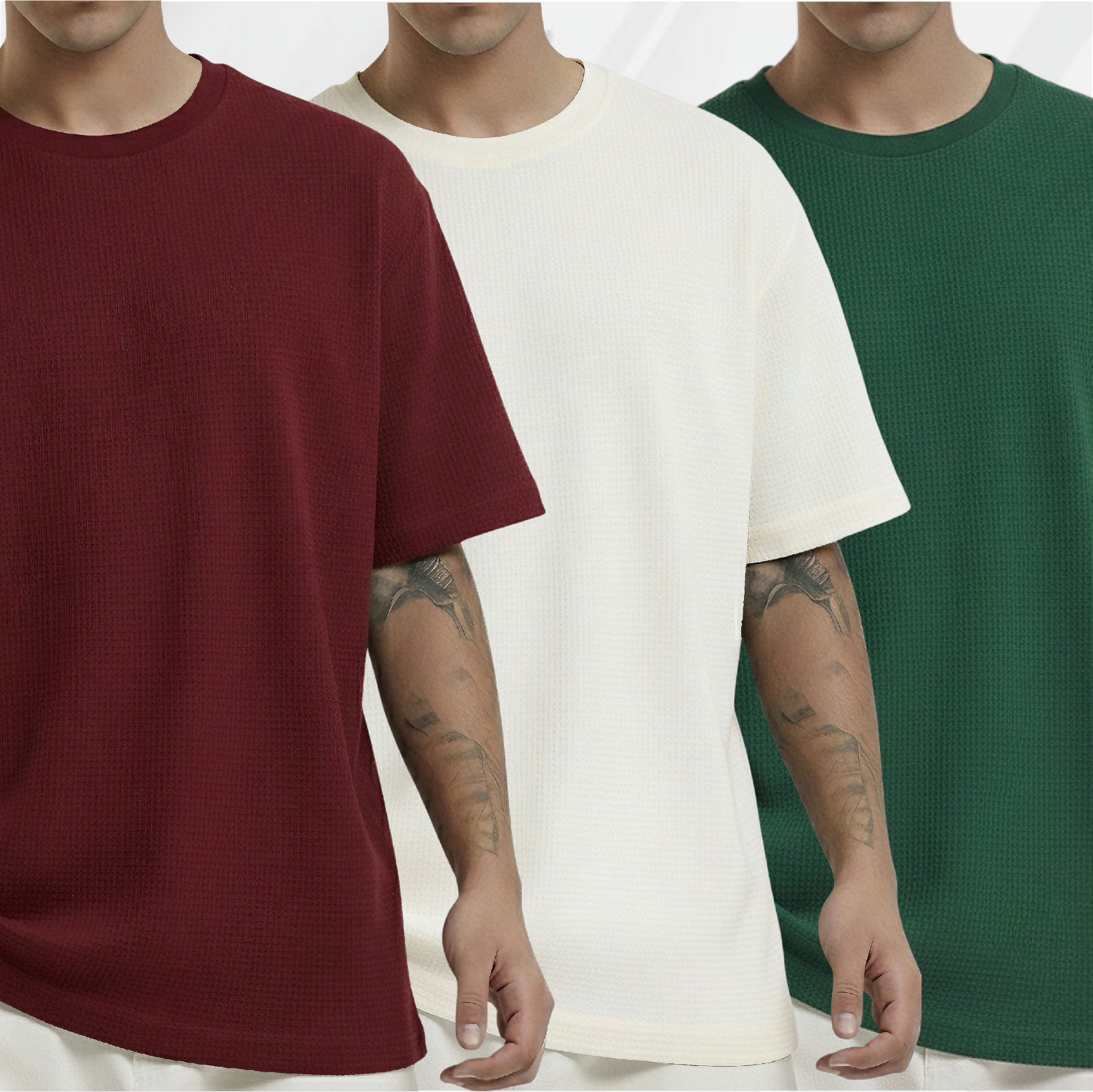 Waffle (Maroon-Cream-Green)