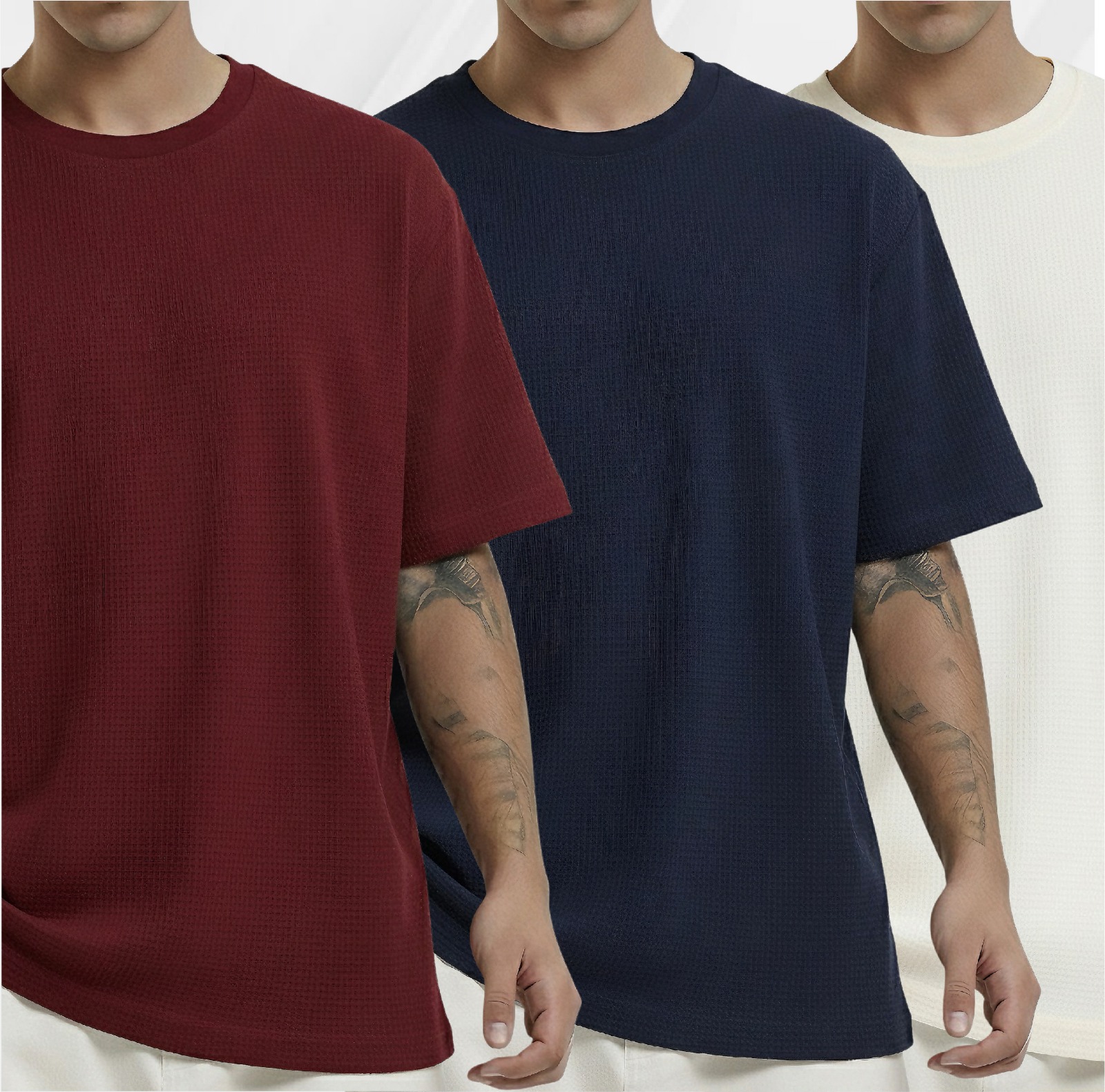 Waffle (Maroon-Navy-Cream)