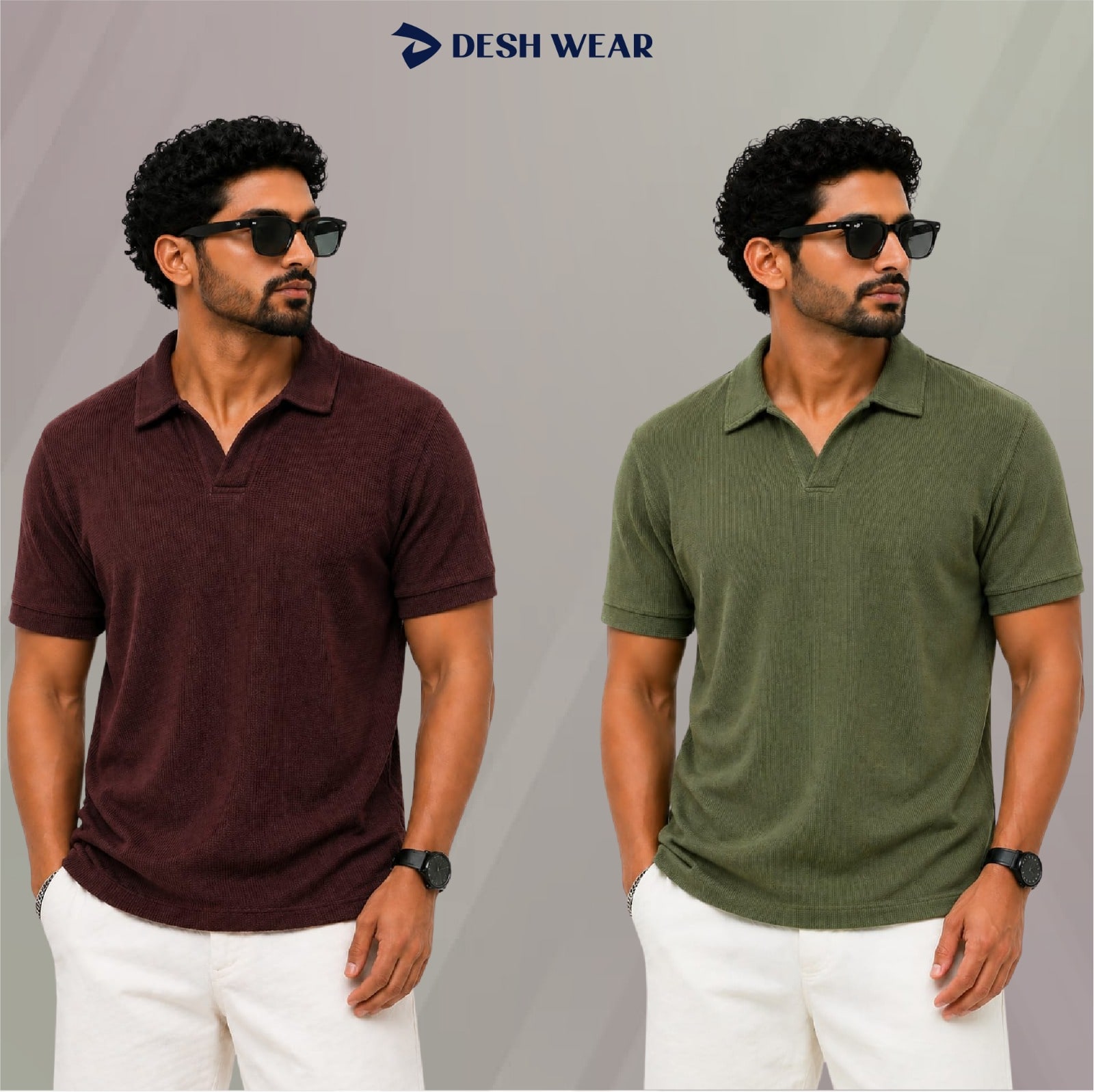 Waffle Cuban polo Coffee-Olive