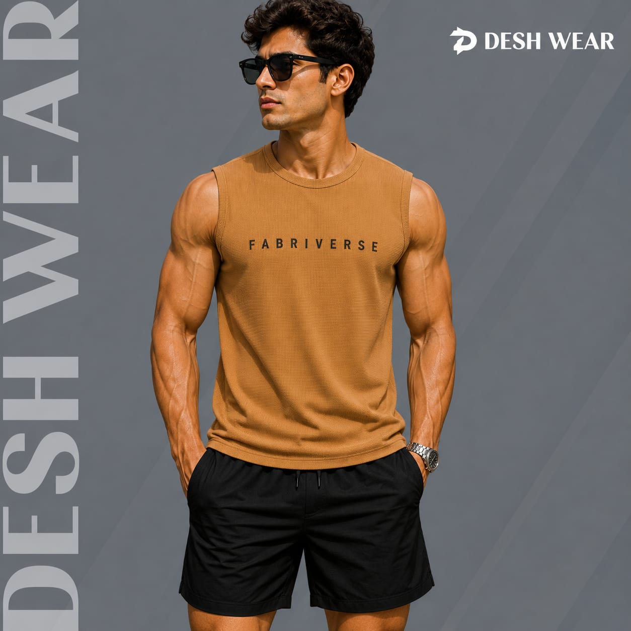 Premium Waffle Tank Top (Brown)